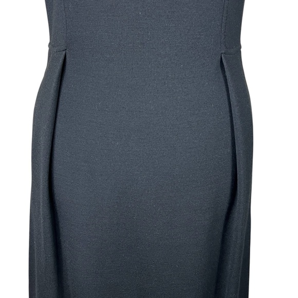St. John Caviar Sleeveless Black Wool Blend Knit Dress Exposed Back Zipper SZ 4 - Picture 9 of 9